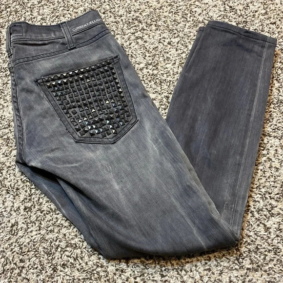 Current/Elliott Skinny Low/Waist Jeans “Bleach Out Night/Studs” - Picture 10 of 10